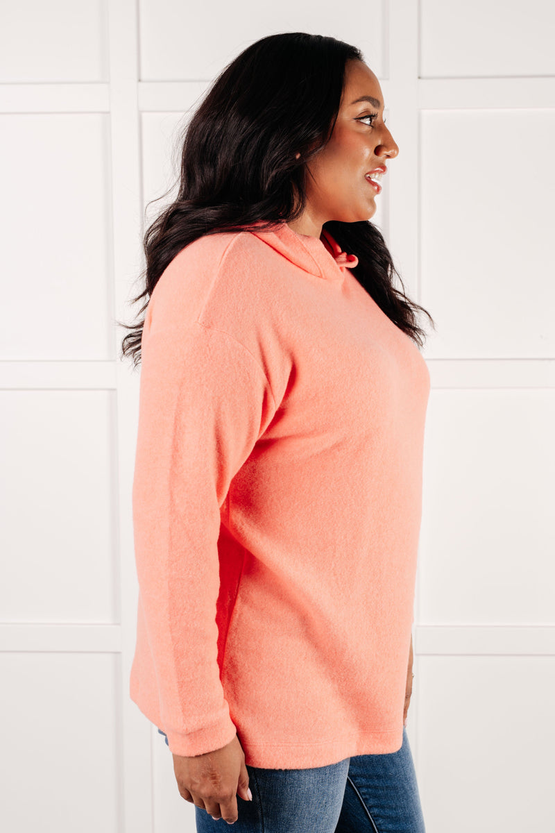 Basically My Favorite Hooded Pullover in Coral - Maple Row Boutique