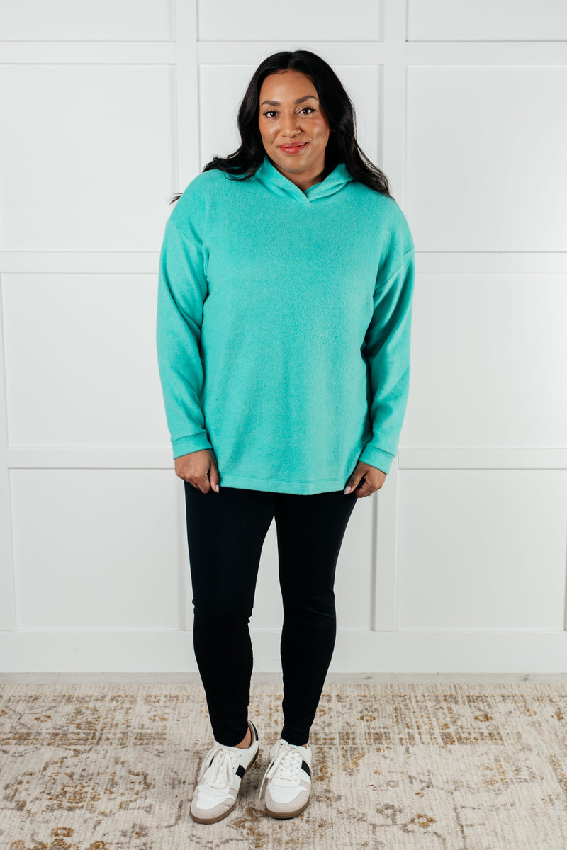 Basically My Favorite Hooded Pullover in Turquoise - Maple Row Boutique