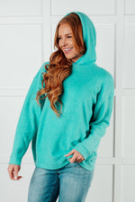 Basically My Favorite Hooded Pullover in Turquoise - Maple Row Boutique