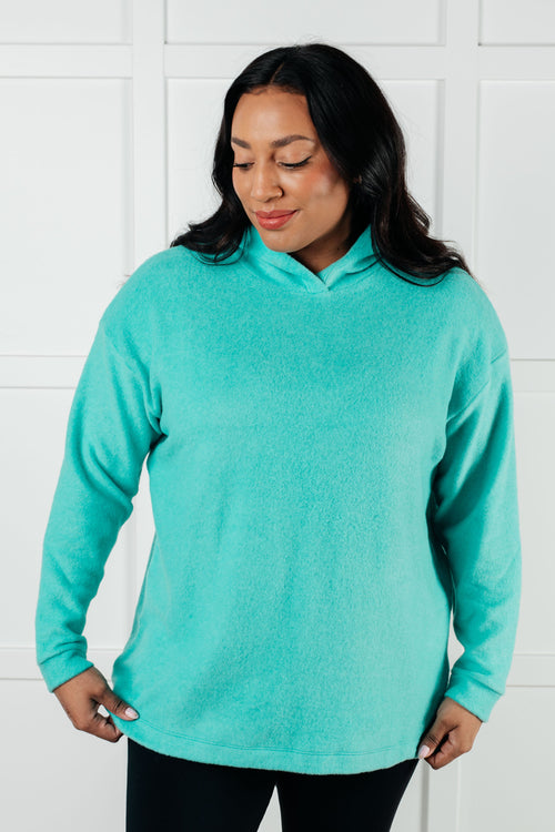 Basically My Favorite Hooded Pullover in Turquoise - Maple Row Boutique