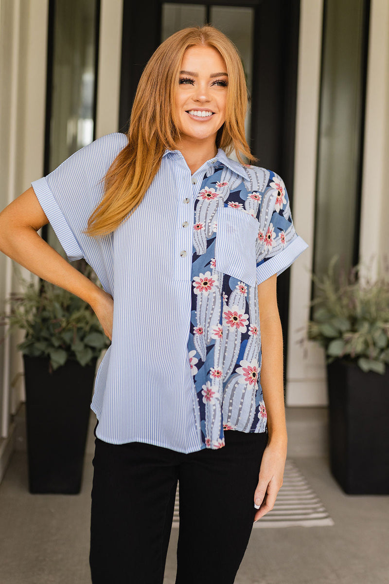 Best Of Both Worlds Button Down Top - Maple Row Boutique 