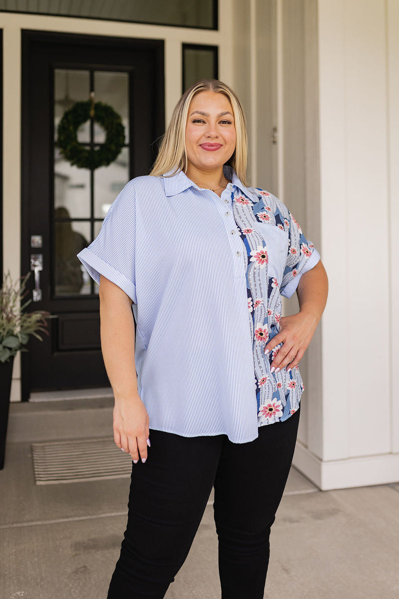 Best Of Both Worlds Button Down Top - Maple Row Boutique 