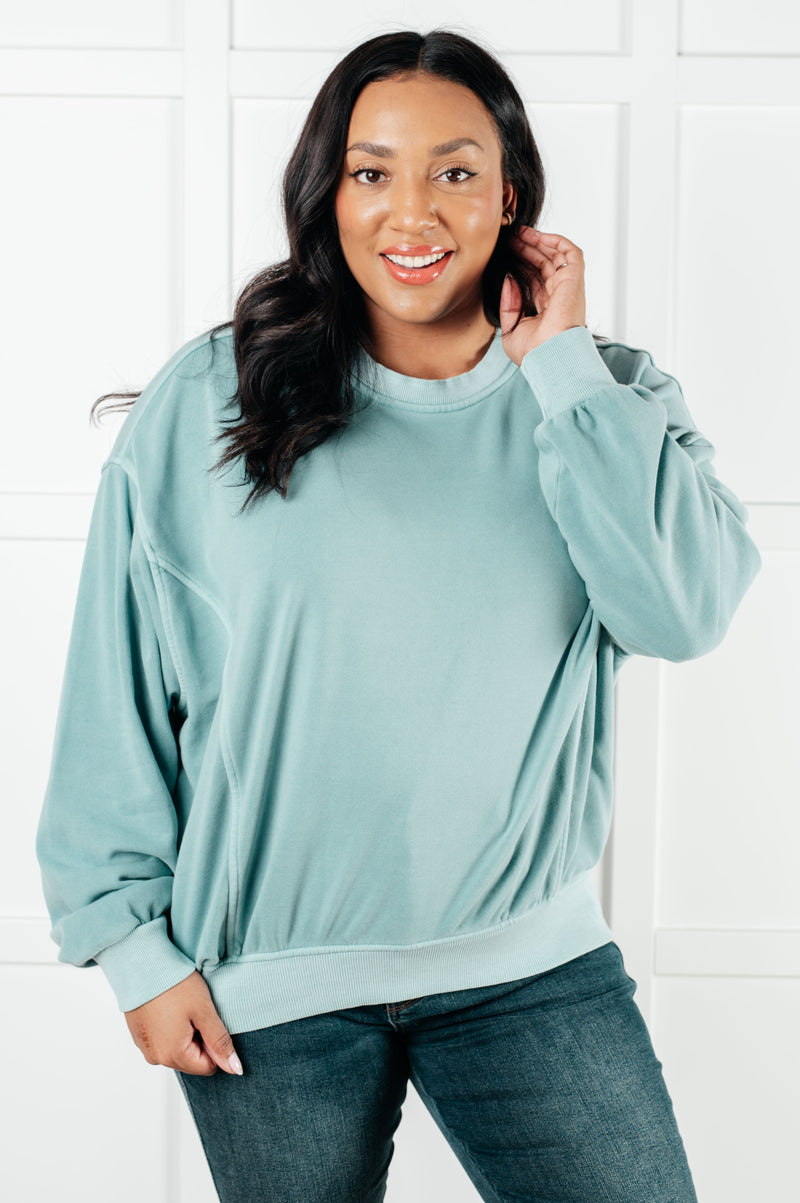 Beyond the Basics Pullover in Blue Grey - Maple Row Boutique