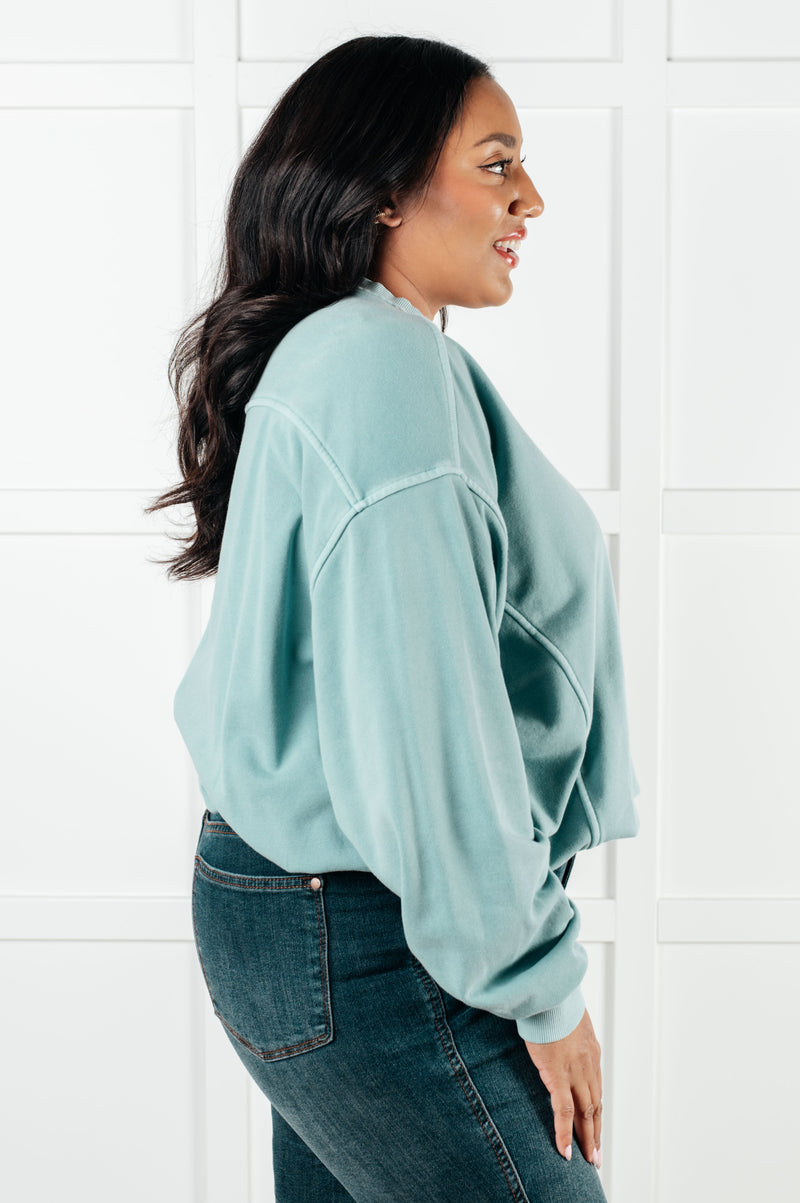 Beyond the Basics Pullover in Blue Grey - Maple Row Boutique