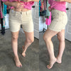 Greta High Rise Garment Dyed Shorts in Bone - Maple Row Boutique 