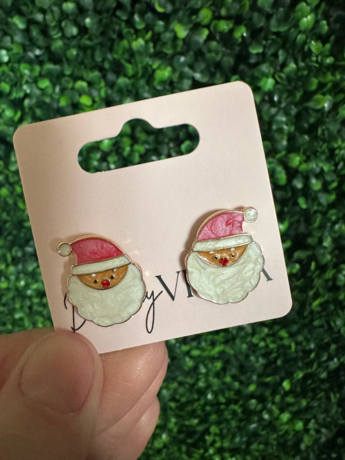 Pink Santa Earrings - Maple Row Boutique