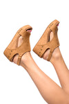 Carley Wedge Sandals in Caramel Smooth - Maple Row Boutique 