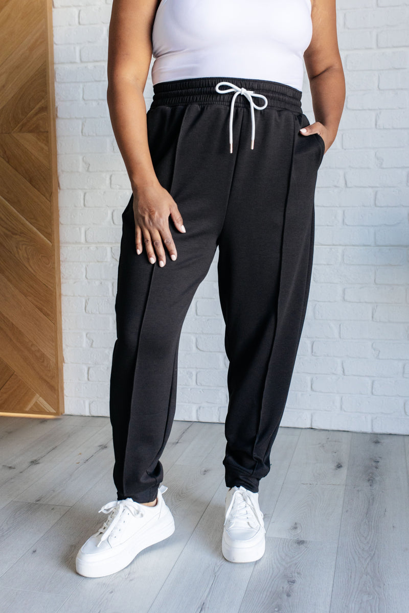 Center Seam Scuba Joggers in Black - Maple Row Boutique 