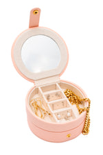 Circular Travel Jewelry Case in Pink - Maple Row Boutique 