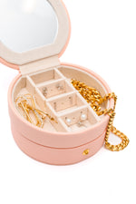 Circular Travel Jewelry Case in Pink - Maple Row Boutique 