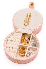 Circular Travel Jewelry Case in Pink - Maple Row Boutique 