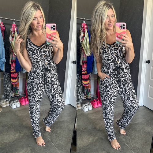 Cool Girl Filigree Jumpsuit - Maple Row Boutique 