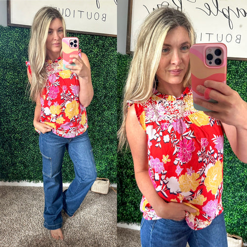 Among The Flowers Floral Top - Maple Row Boutique 