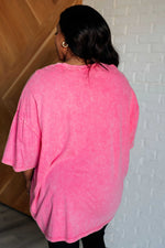 Don't Mind Me Mineral Wash Drop Shoulder Tee in Fuchsia - Maple Row Boutique 