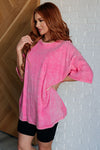 Don't Mind Me Mineral Wash Drop Shoulder Tee in Fuchsia - Maple Row Boutique 