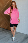 Don't Mind Me Mineral Wash Drop Shoulder Tee in Fuchsia - Maple Row Boutique 