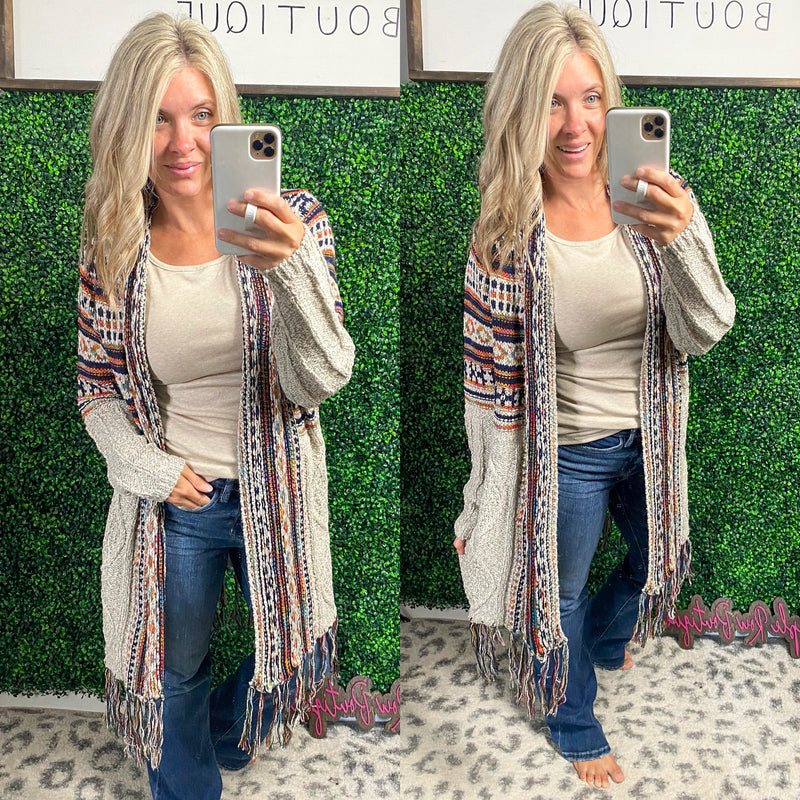 Oh So Lucky Fringe Cardigan - Maple Row Boutique 