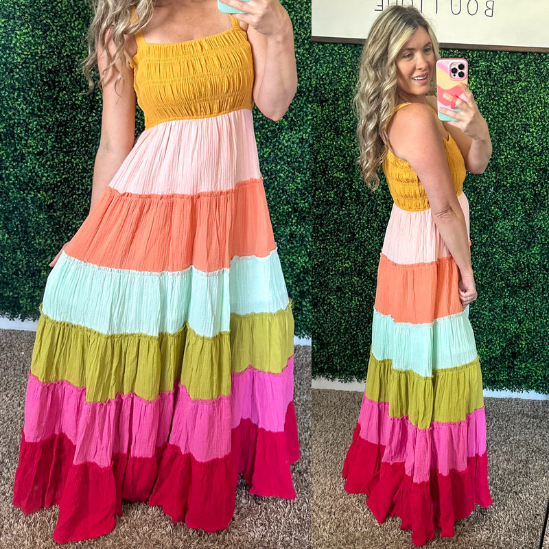 Summer Color Block Maxi - Maple Row Boutique 