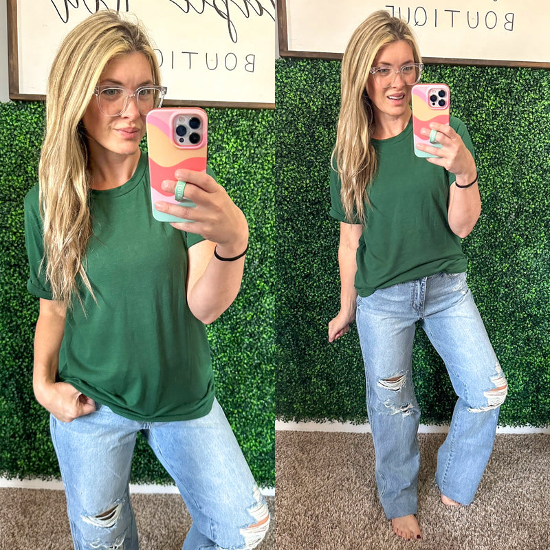 Uptown Crew T-Shirt in Green - Maple Row Boutique 