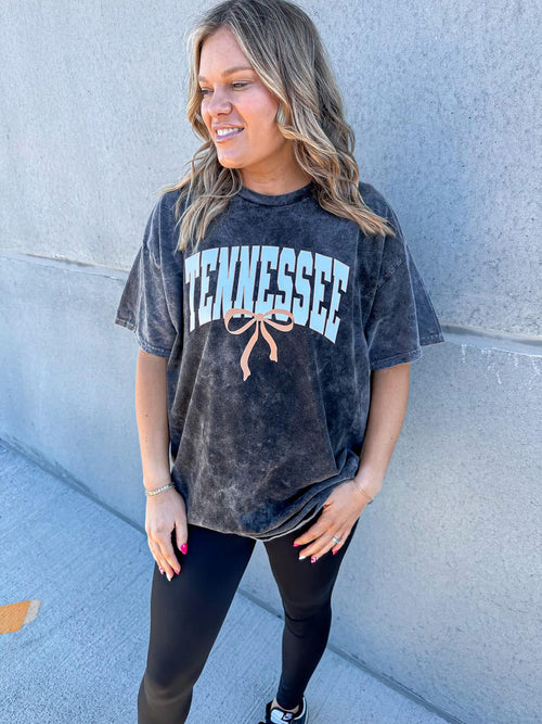 Black Acid Wash Tenn Tee - Maple Row Boutique