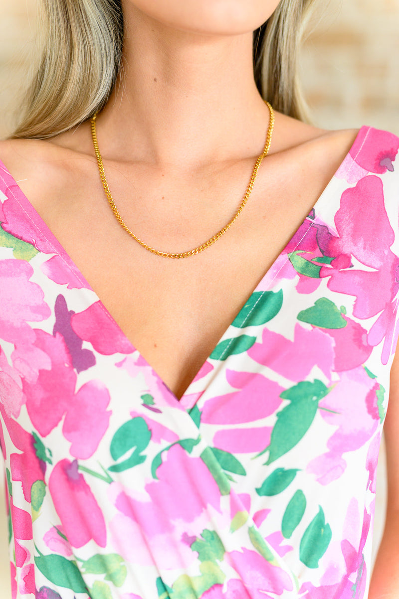 Eagerly Waiting Gold Plated Chain Necklace - Maple Row Boutique 