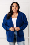 Everything Layer Waffle Knit Open Front Cardigan in Light Navy - Maple Row Boutique