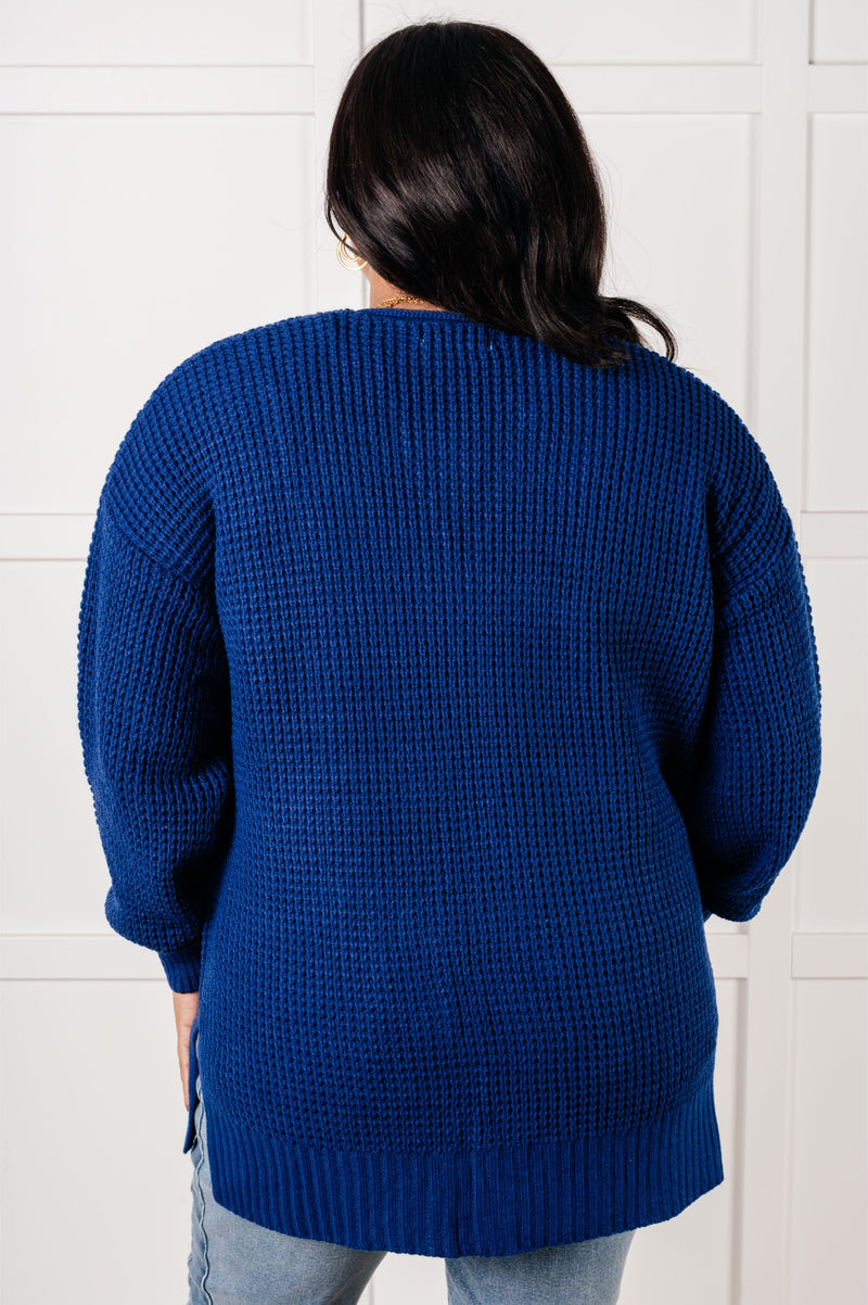 Everything Layer Waffle Knit Open Front Cardigan in Light Navy - Maple Row Boutique