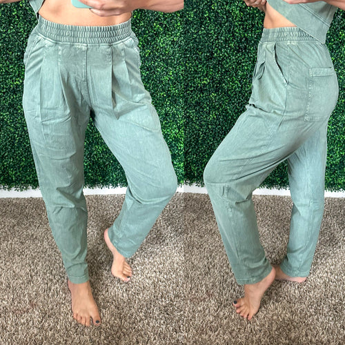 Limber Up Straight Leg Sweats in Olive - Maple Row Boutique 