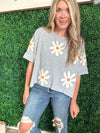 Flower Round Neck Half Sleeve T-Shirt - Maple Row Boutique 