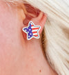 Flag Star 4th of July Glitter Stud Earrings - Maple Row Boutique 