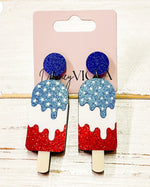 4th of July Popcicle Glitter Stud Earrings - Maple Row Boutique 