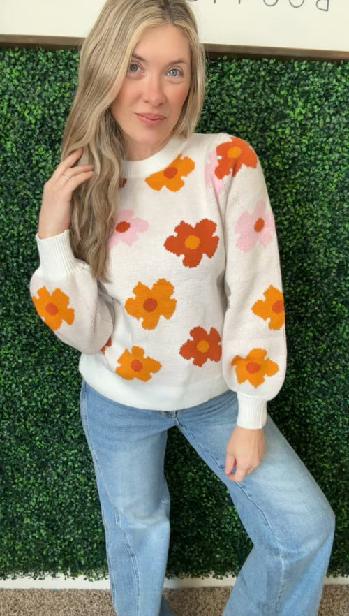 Falling Flowers Floral Sweater - Maple Row Boutique