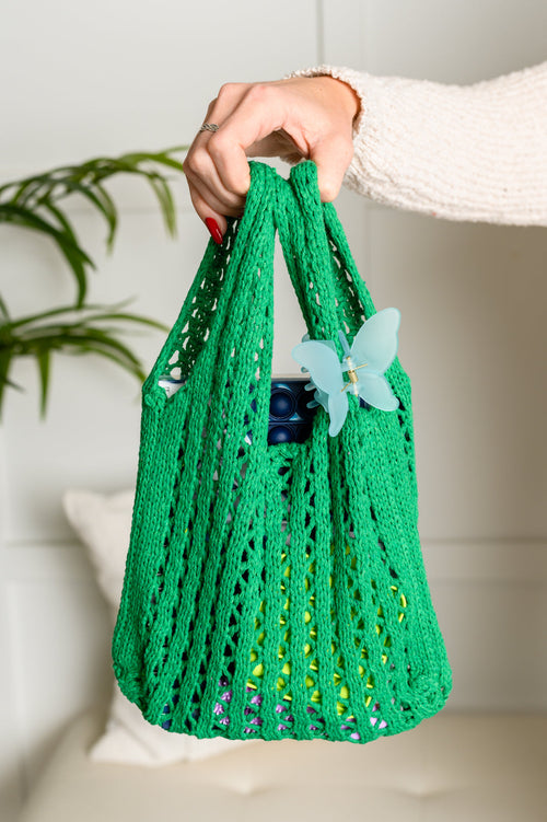 Girls Day Open Weave Bag in Green - Maple Row Boutique