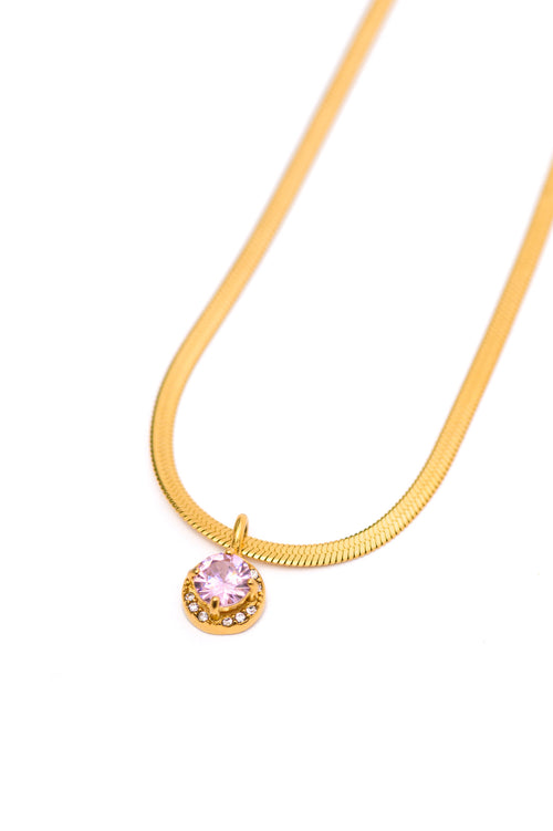 Here to Shine Gold Plated Necklace in Pink - Maple Row Boutique 