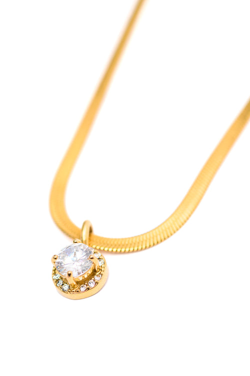 Here to Shine Gold Plated Necklace in White - Maple Row Boutique 