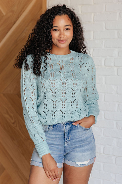 Hole In One Sheer Pointelle Knit Sweater - Maple Row Boutique 