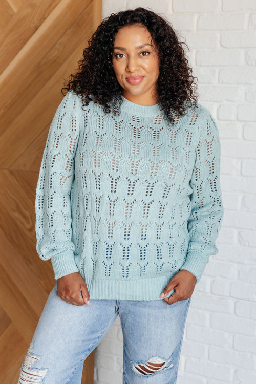 Hole In One Sheer Pointelle Knit Sweater - Maple Row Boutique 