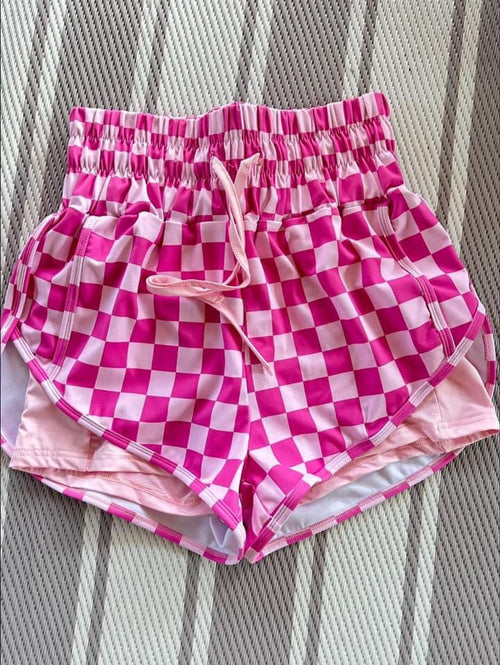 Miracle Shorts in Pink Check - Maple Row Boutique