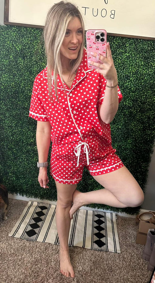 Red Heart Pajama Set - Maple Row Boutique