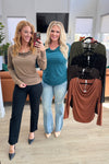 Ruched Cowl Neck Top in Dark Teal - Maple Row Boutique 