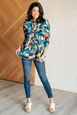 I Think Different Top in Abstract Teal - Maple Row Boutique 