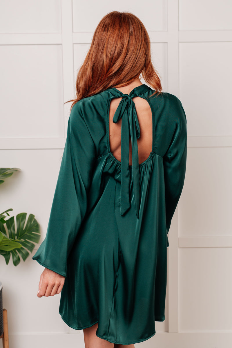 Isn't It Lovely Poly Satin Butterfly Sleeve Dress - Maple Row Boutique 