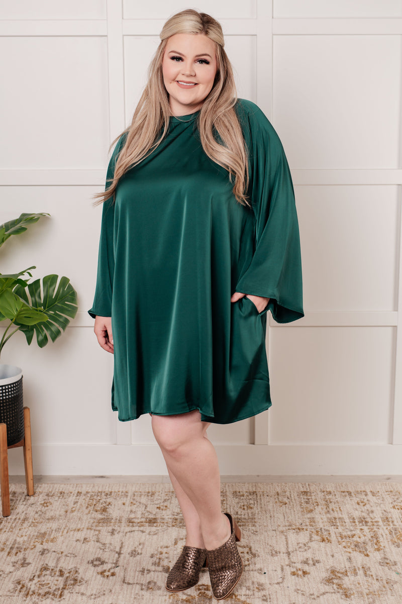 Isn't It Lovely Poly Satin Butterfly Sleeve Dress - Maple Row Boutique 