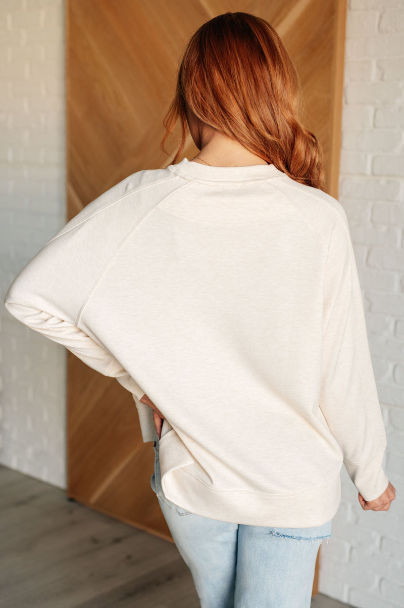 It's The Little Things Relaxed Scuba Pullover in Beige - Maple Row Boutique 