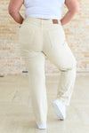 Selena High Rise Distressed 90's Straight Jeans in Bone - Maple Row Boutique 