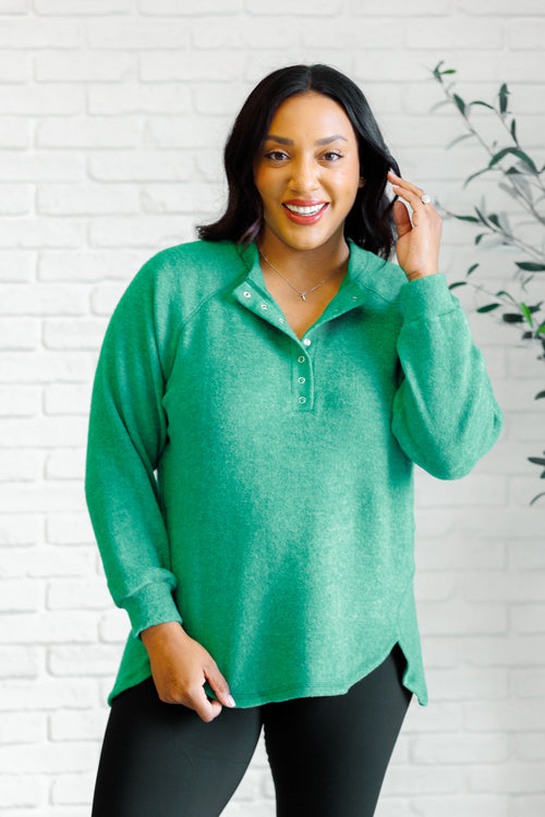 Keeping it Real Brushed Melange Hacci Long Sleeve Tee in Forest - Maple Row Boutique 