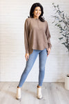 Keeping it Real Brushed Melange Hacci Long Sleeve Tee in Mocha - Maple Row Boutique 