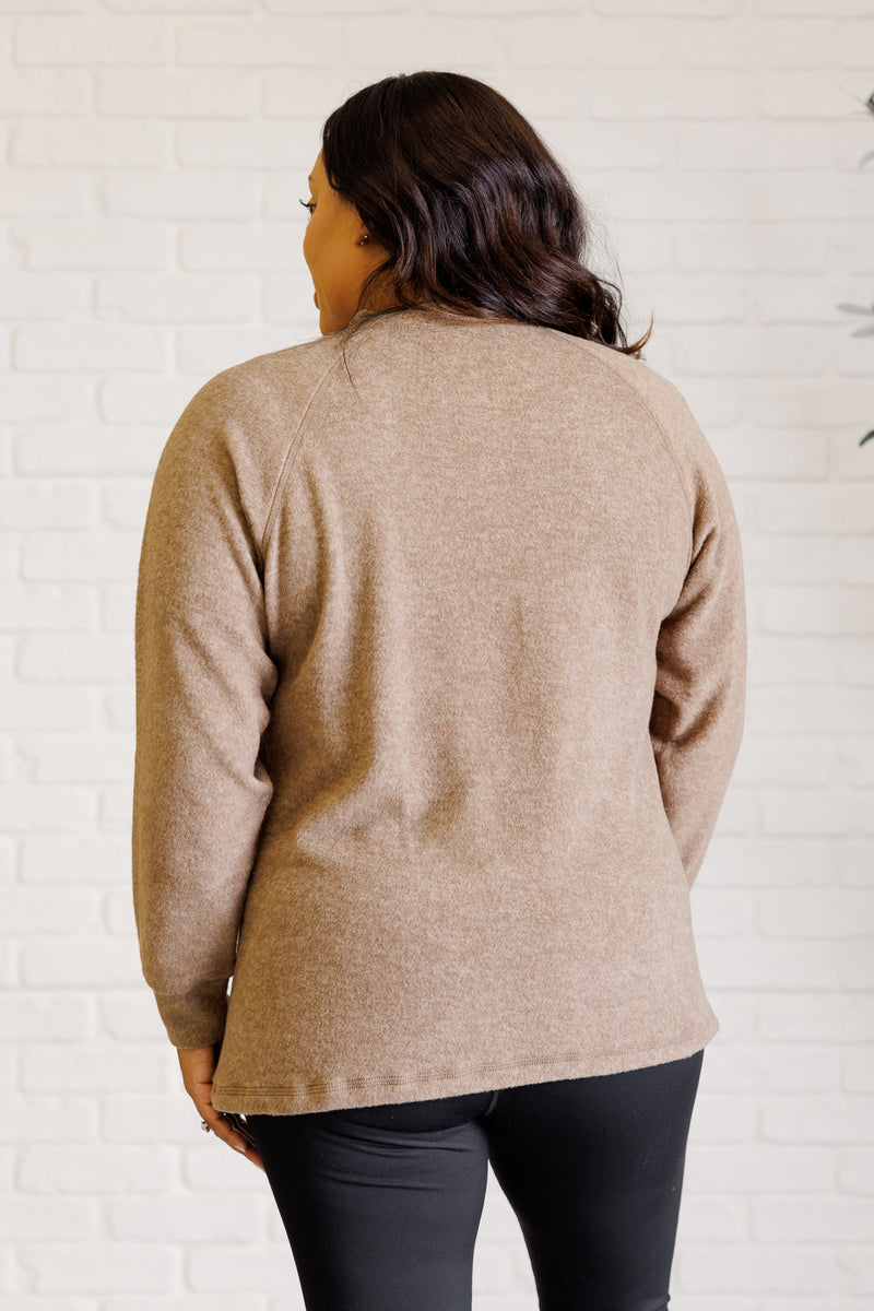 Keeping it Real Brushed Melange Hacci Long Sleeve Tee in Mocha - Maple Row Boutique 