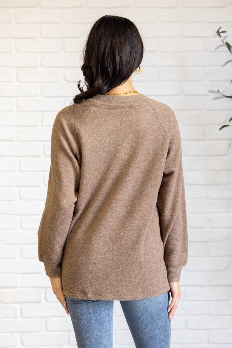 Keeping it Real Brushed Melange Hacci Long Sleeve Tee in Mocha - Maple Row Boutique 