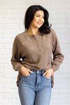 Keeping it Real Brushed Melange Hacci Long Sleeve Tee in Mocha - Maple Row Boutique 